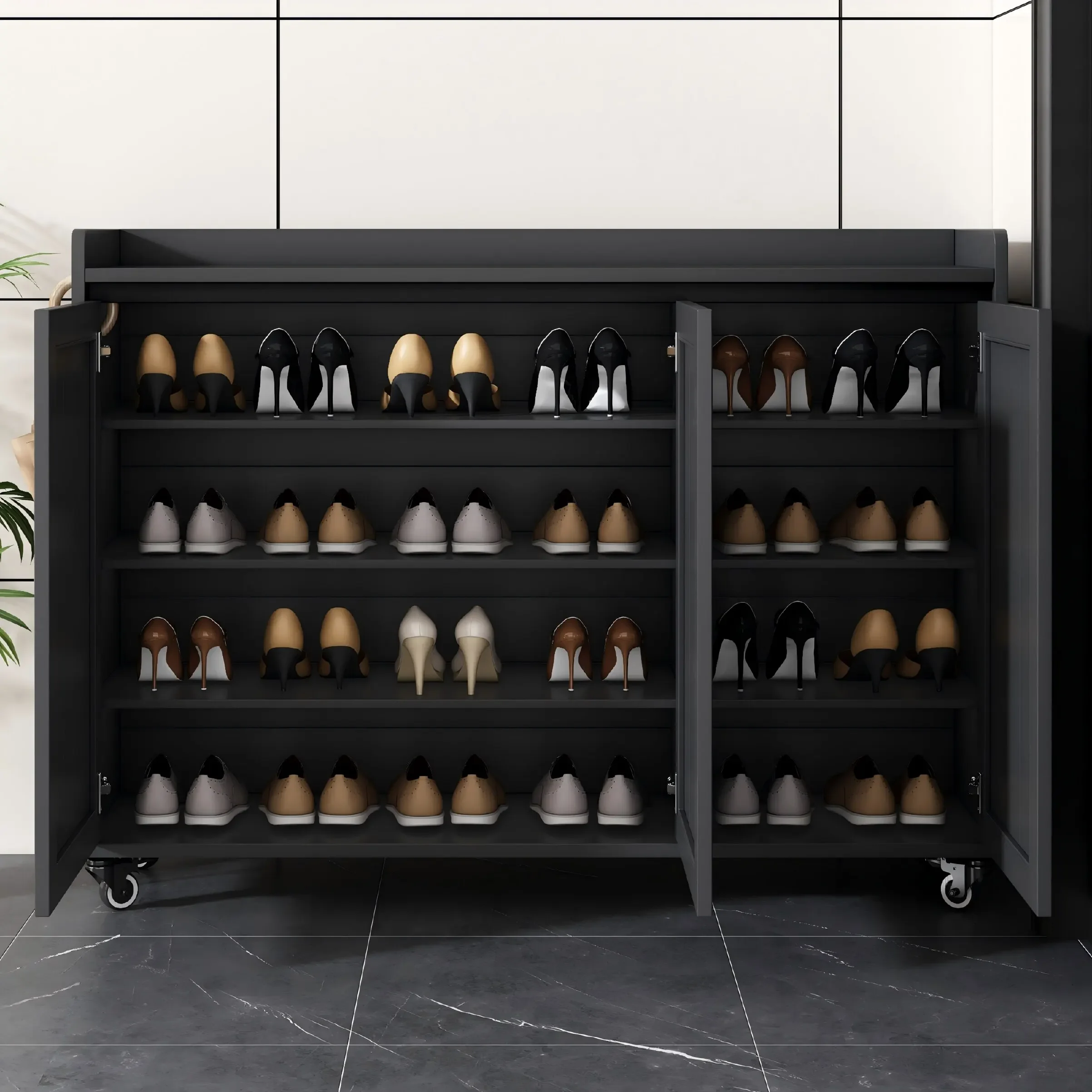 a-*All-aluminum alloy shoe cabinet, outdoor waterproof and sunscreen at the door of the household, movable outdoor villa door.