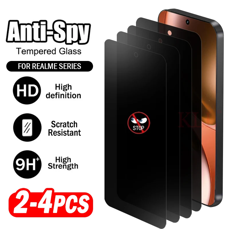 2-4 шт. антишпионское закаленное стекло для Realme GT 7 7T GT7 GT6 GT5 GT3 GT2 GT Master Q3s Q5 Pro Защитные защитные пленки для экрана конфиденциальности
