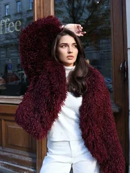 TARUXY Fashion Oversize Fur Coat Women Big Fur Collar 2025 Winter Ins Hot Thick Warm Outerwear Female Fluffy Faux Fox Fur Jacket