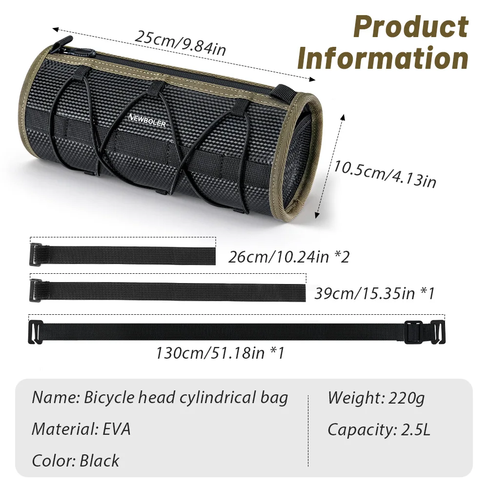 NEWBOLER Waterproof Road Bike Handlebar Bag EVA Multifunctional MTB Front Tube Bag Portable Frame Pannier Outdoor Shoulder Bag