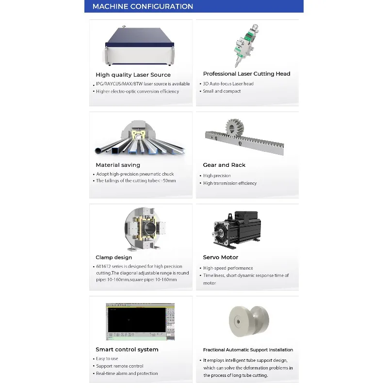 [Le più venduto] Tagliatrice per tubi 6016 con tubo tondo e tubo quadrato in acciaio al carbonio da 6000 W di buona qualità LKF6016T2