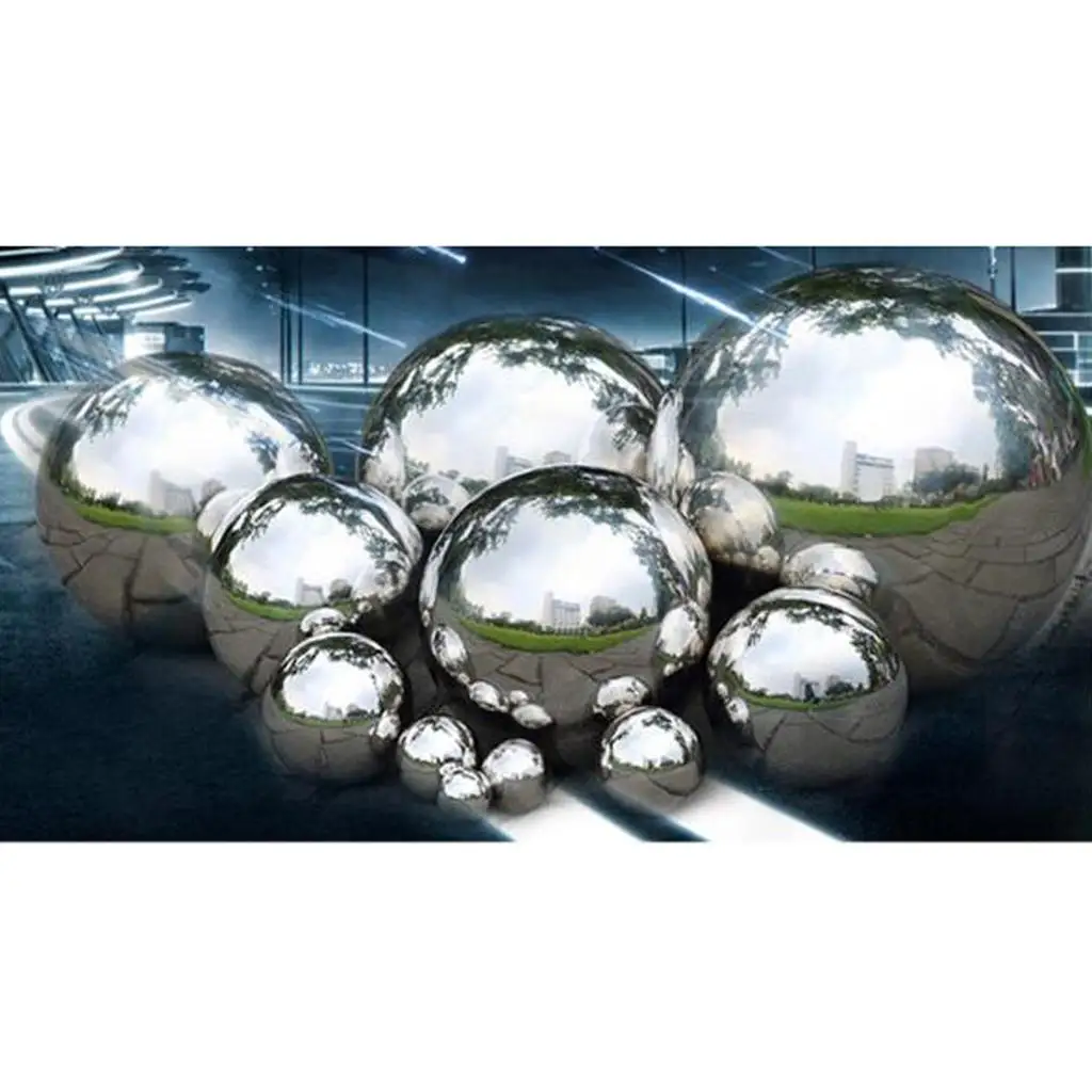 3xStainless Steel Mirror Polished Sphere Hollow Round Ball Garden Ornament76mm