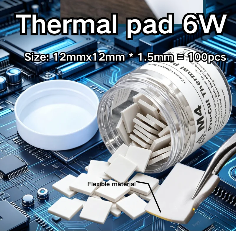 Pre-cut Thermal Pads IC Chip High Thermal Conductivity Self-adhesive Mobile Phone Motherboard Repair Silicone Sheet Thermal Pad