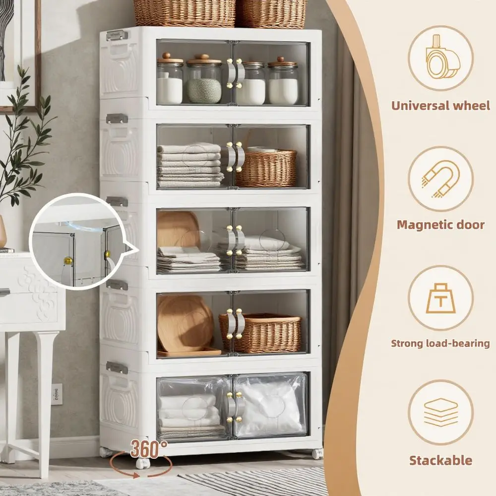 

Storage Box 5 Layers, Large Double Open Storage Box, Large Storage Box With Lid And Wheel, Can Store Clothes, Snacks, Toys And