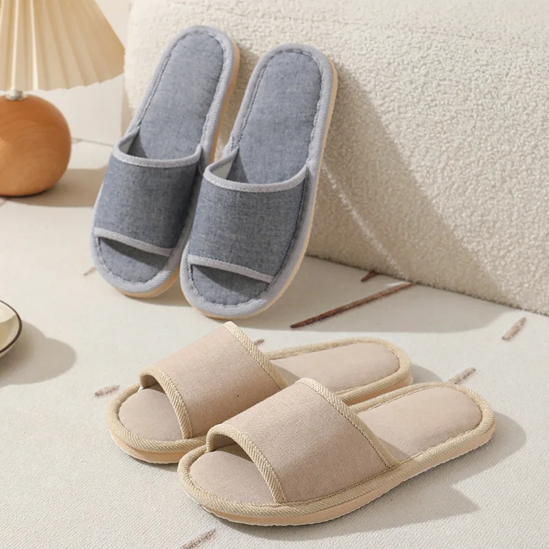 New Linen Shoes Women Household Slippers Indoor Floor Flip Flops Summer Simple Mute Slides Home Sandals  Chaussures Hommes