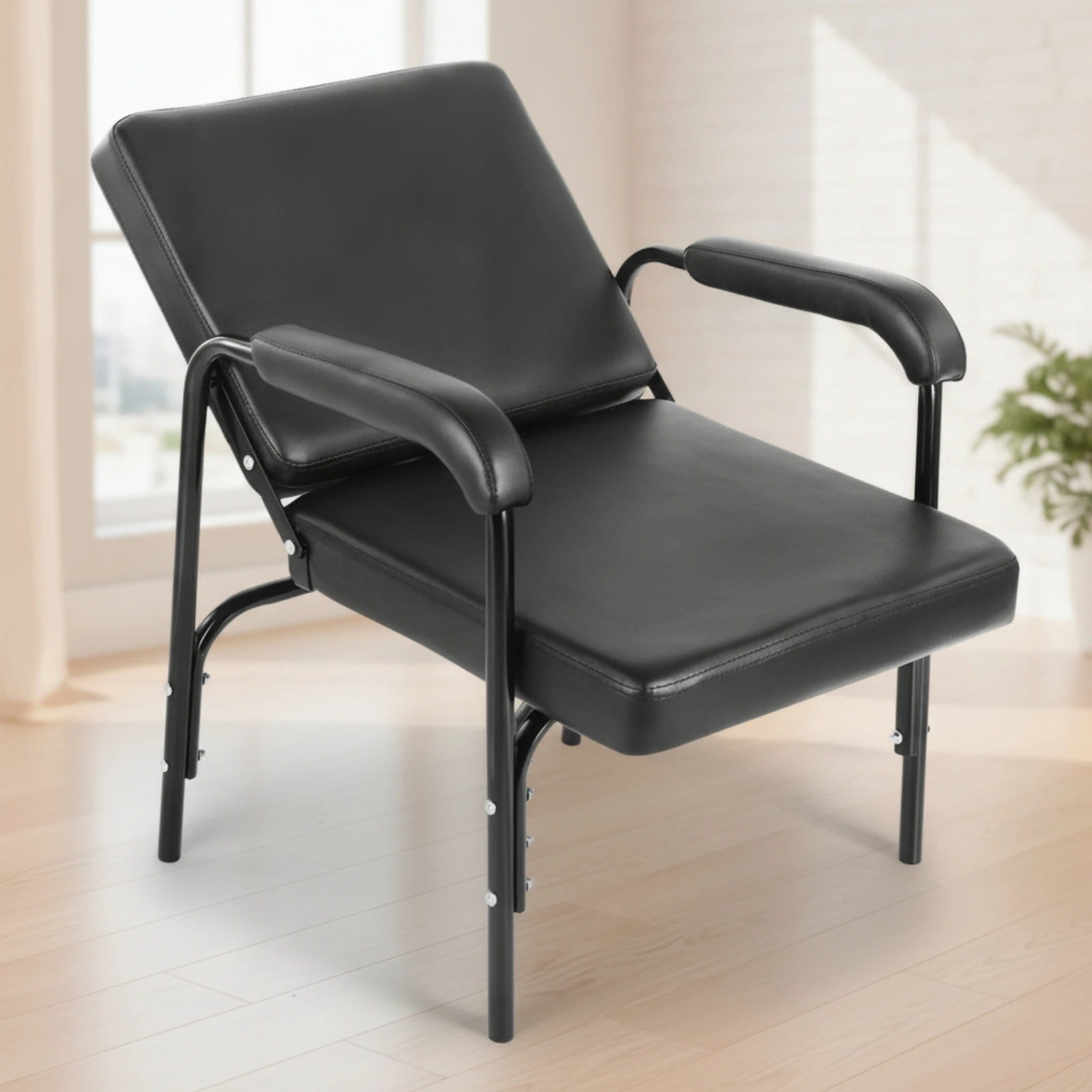 Barber Chair with Padded Armrests Ergonomic Four-Legged Barber Chair Furniture Heavy-Duty Long-Lasting for Barbers, Barbershop