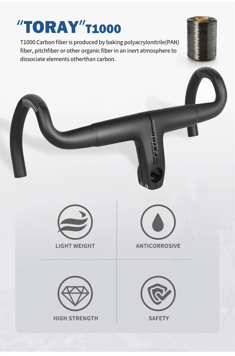 FIRE SPIDER FS100 Carbon Bicycle Handlebar OD2 Road Bicycles