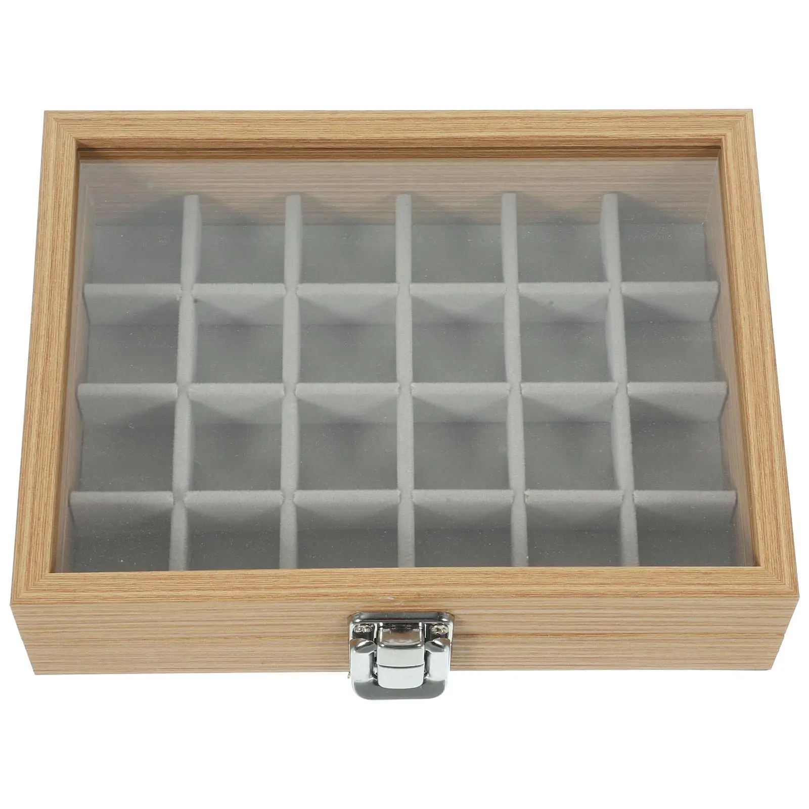 

Wooden Jewelry Box 12 Grids Compact Multi Compartments Clear Lid Storage ganizer Tray Small Items Trinkets Sturdy Lightweight