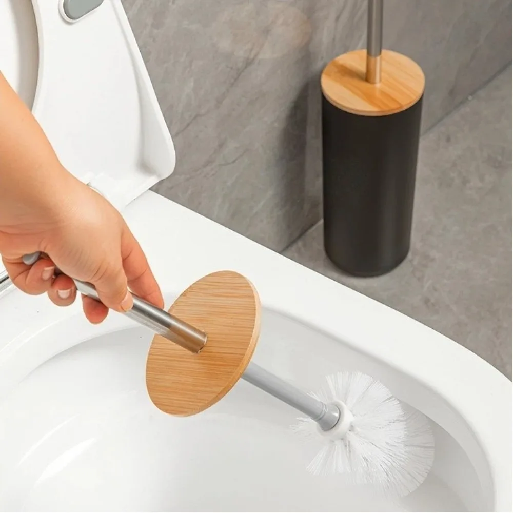 Anti Drip Toilet Brush Set Standing Base Soft Bristles Bathroom Toilet Brush Long Handle Nordic Style Toilet Rim Cleaner Brush