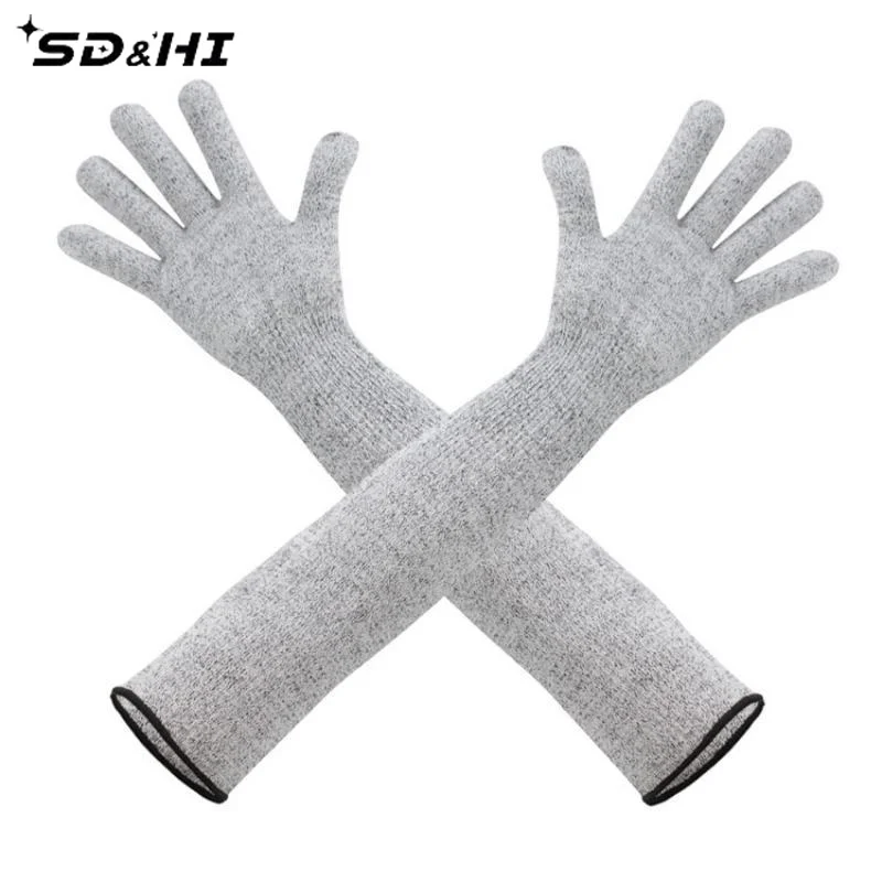 1Pair Level 5 HPPE Safety Sleeves Anti Cut Arm Puncture Gloves Cutting Resistant Bracers Protector Household Breathable Gloves