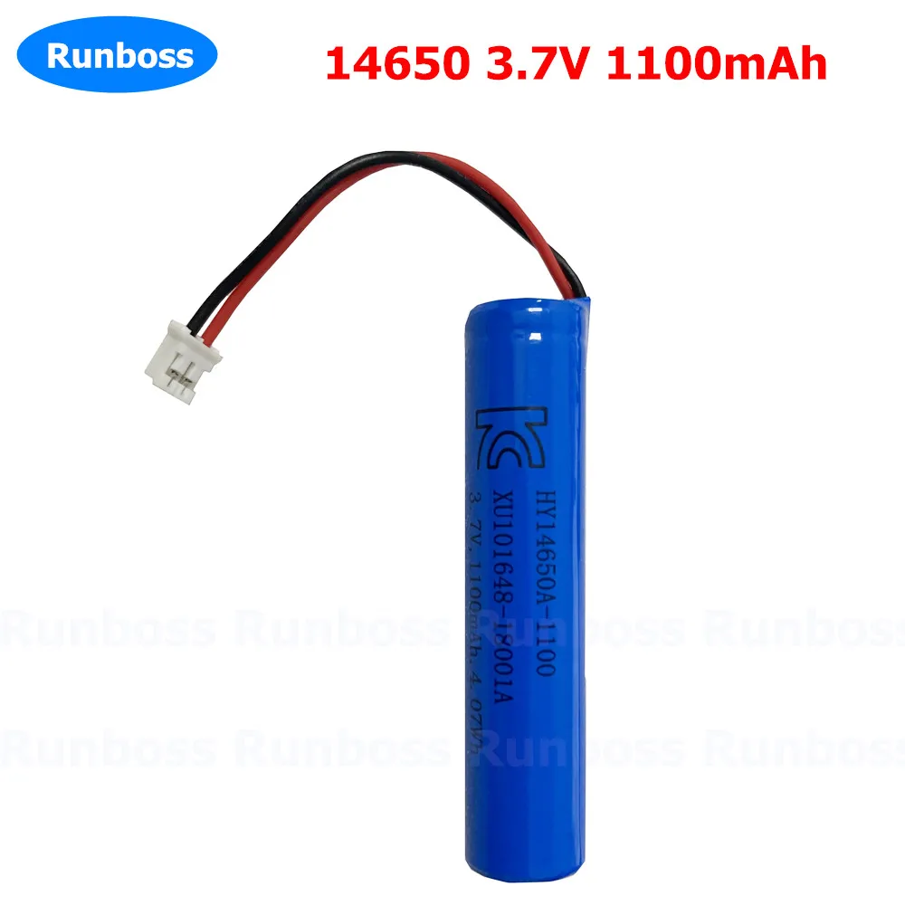 1-2pcs 14650 3.7V 1100mAh Rechargeable lithium battery with connector for Speaker Flashlight Cordless screwdriver Electric drill