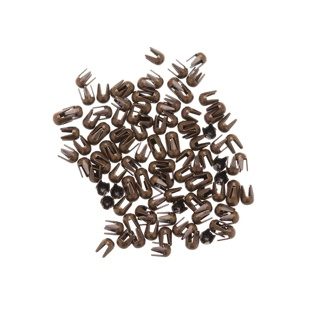 100Pc 2mm Mini Claw Hammer Buckle Gold/Silver/Bronze/Black Metal Round Bead Super Small Doll Button DIY Doll Clothes Accessories