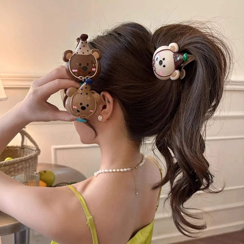 

Sweet Hairpin Bear Hair Clip Geometry Shark Clip Cartoon Hair Claw Headwear Hair Accessories Plastic Grab Clip Girls