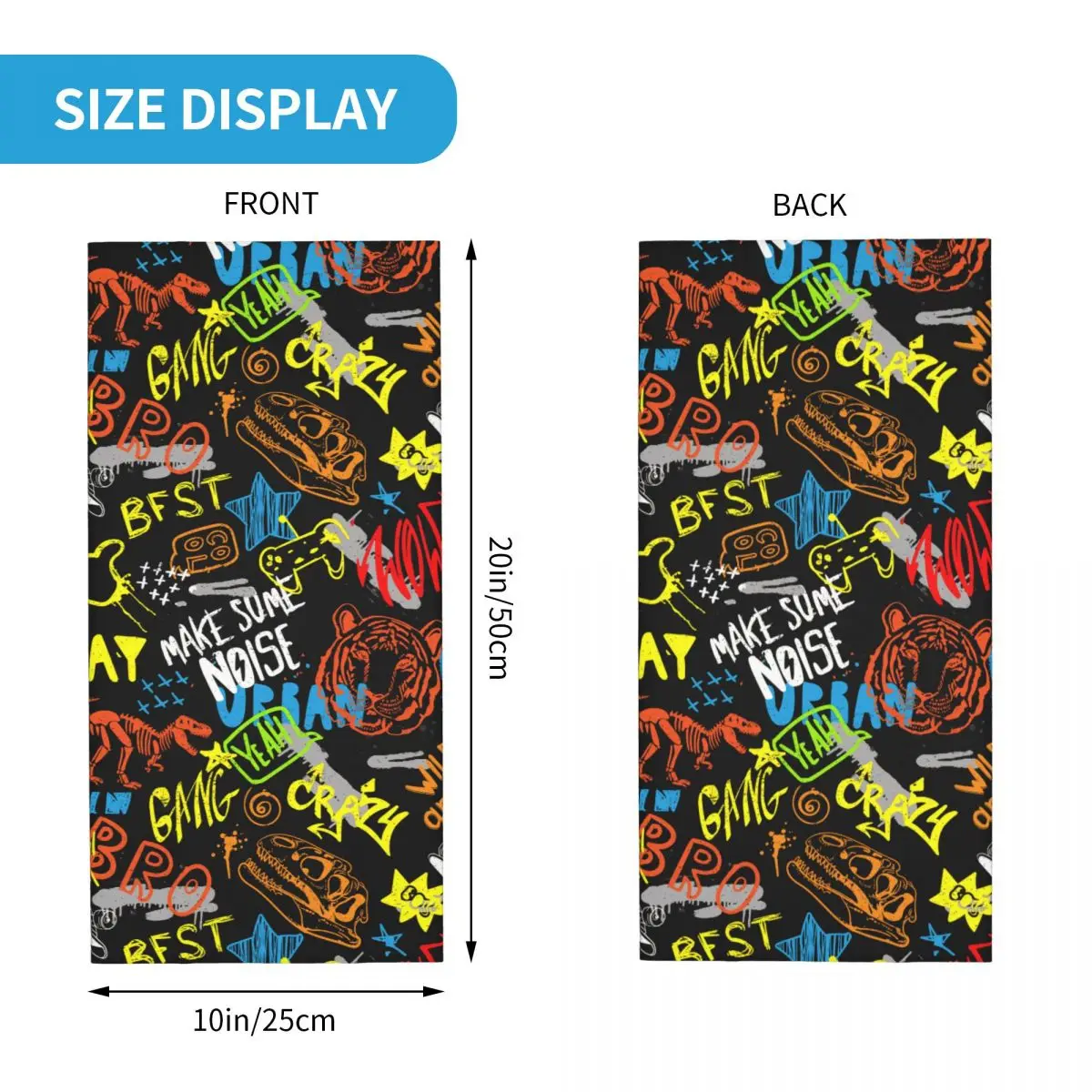 Slogans Textiles Wrapping Graffiti Art Pattern Bandana Neck Gaiter Printed Motocross Face Mask Cycling Face Mask Hiking