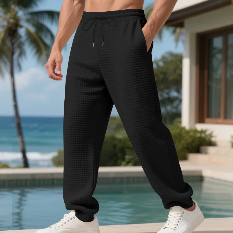 

Американские тяжелые жаккардовые маленькие квадратные брюки, мужские осенние и зимние свободные простые повседневные прямые брюки для поездок на работу