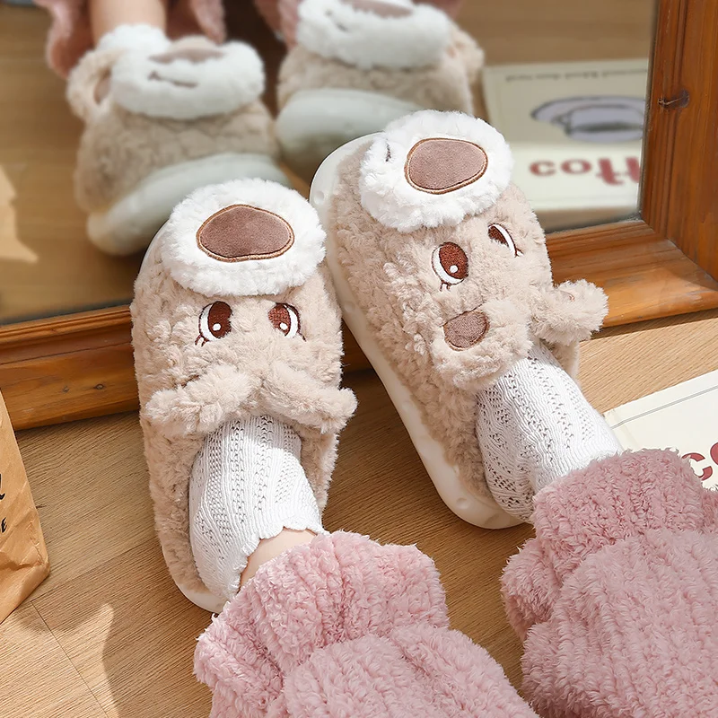 Leuke Ouder-Kind Slippers Kind Buiten Warm Fluweel En Verdikkende Slippers Mooie Antislip Indoor Platte Schoenen Voor Kinderen