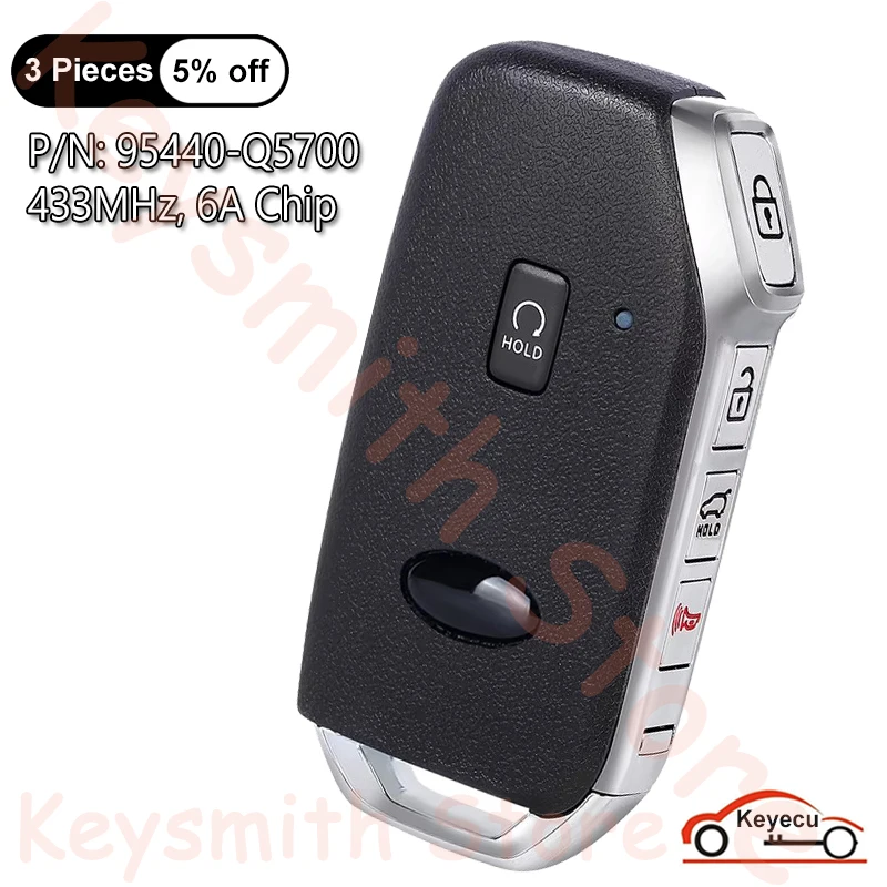 KEYECU 4+1 5 Buttons 433MHz 6A Chip for Kia Seltos 2022 2023 2024 Auto Smart Remote Control Key Fob 95440-Q5700 NYOSYEC5FOB1907