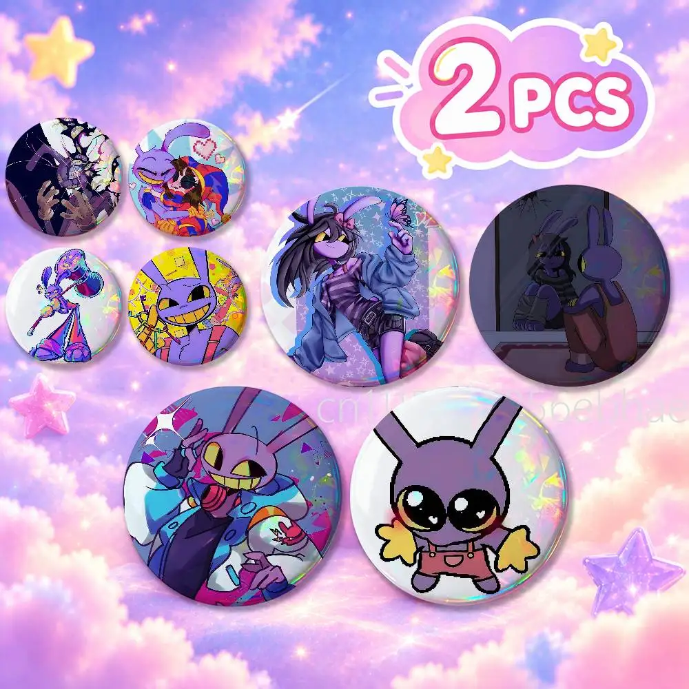 Pour J-Jax Cartoon T-TADC, ensemble de 2 badges ronds, broche à épingle en feuille holographique, pour sac à dos, vêtements, décoration de revers, cadeau pour les fans