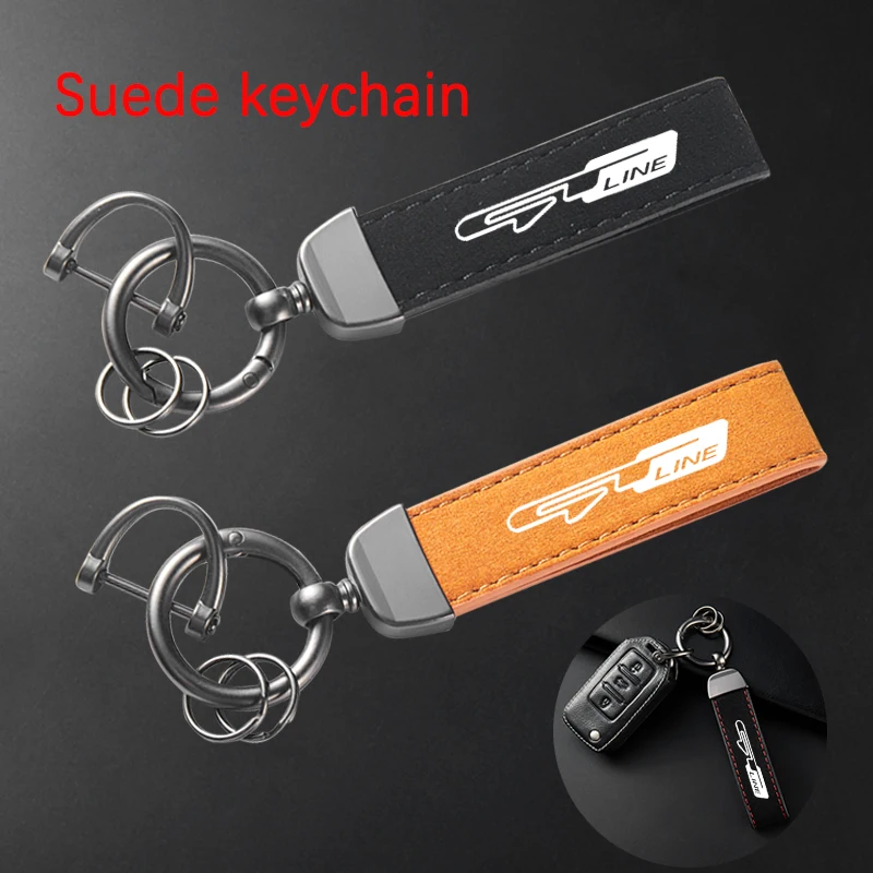 For Peugeot 4008 5008 207 307 308 GT Line Car Accessories High-Grade Leather Suede Keychain Car Sport Key Ring