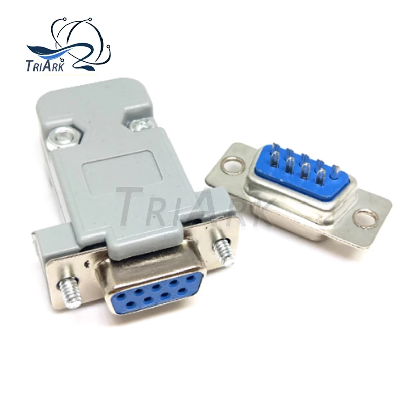 10PCS DB9 Female Male Socket Plug Connector 9pin Copper RS232 COM Socket Adapter DB9 Plastic Shell RS232 Serial Port Connector