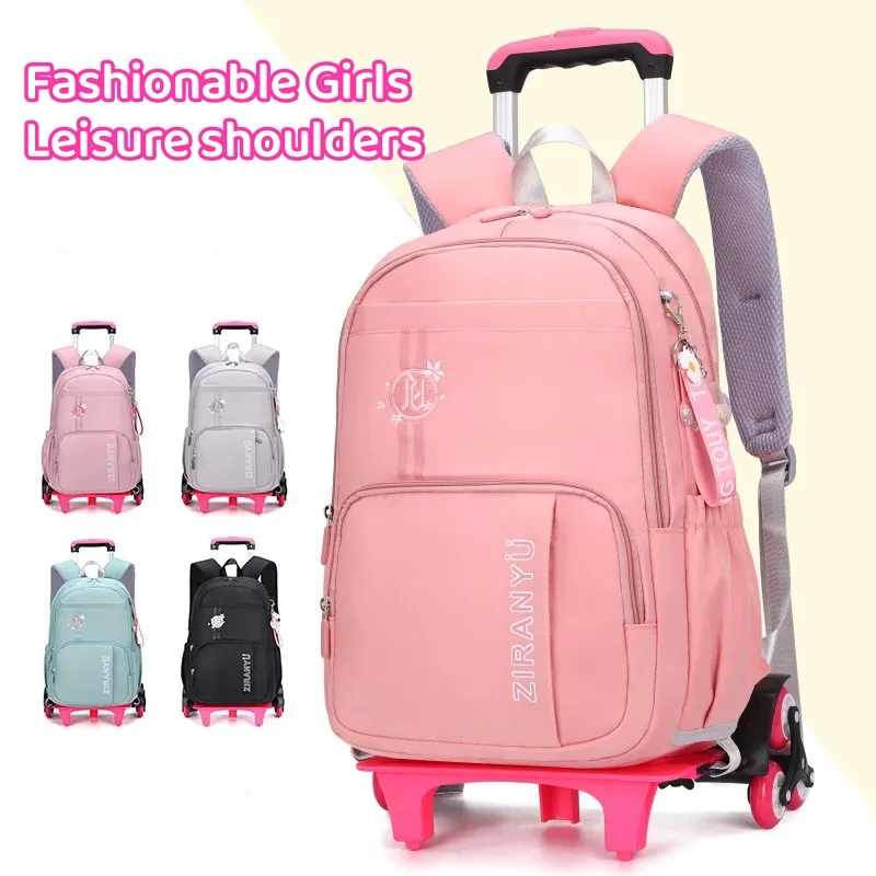 ZIRANYU Rolling Backpacks for Girls Backpack with Wheels for Girls Luggage Backpack On Wheels for Kids Trolley School Bags