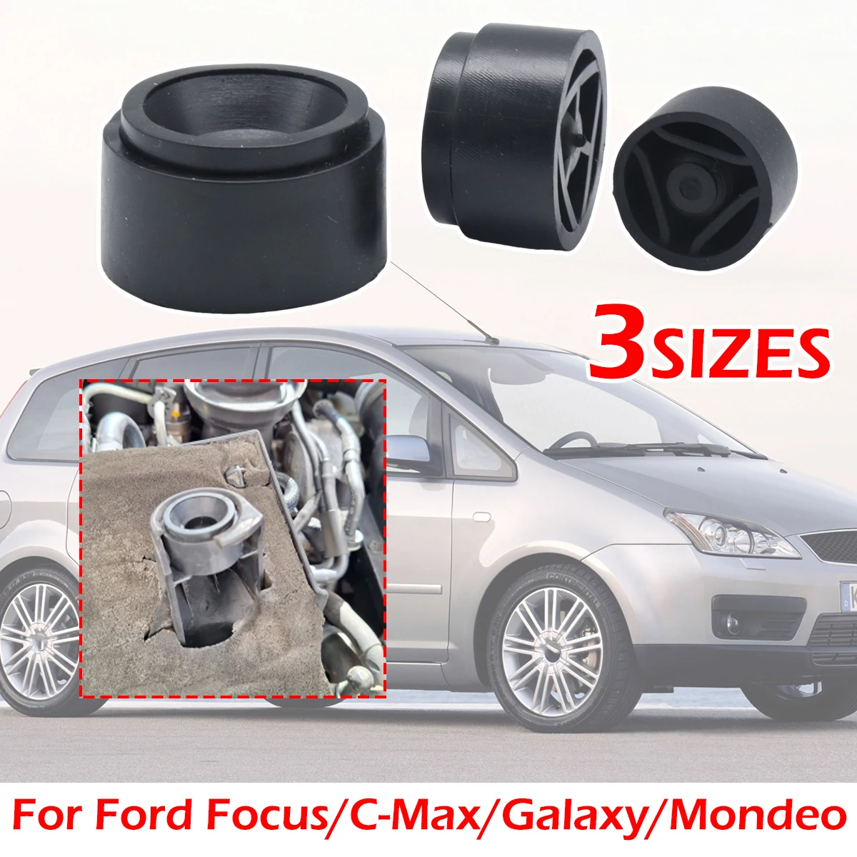 

3Size Engine Rubber Mounting Bush For Ford Fiesta Transit Protective Under Guard Plate Clip Grommet Support Bungs Black Car Part