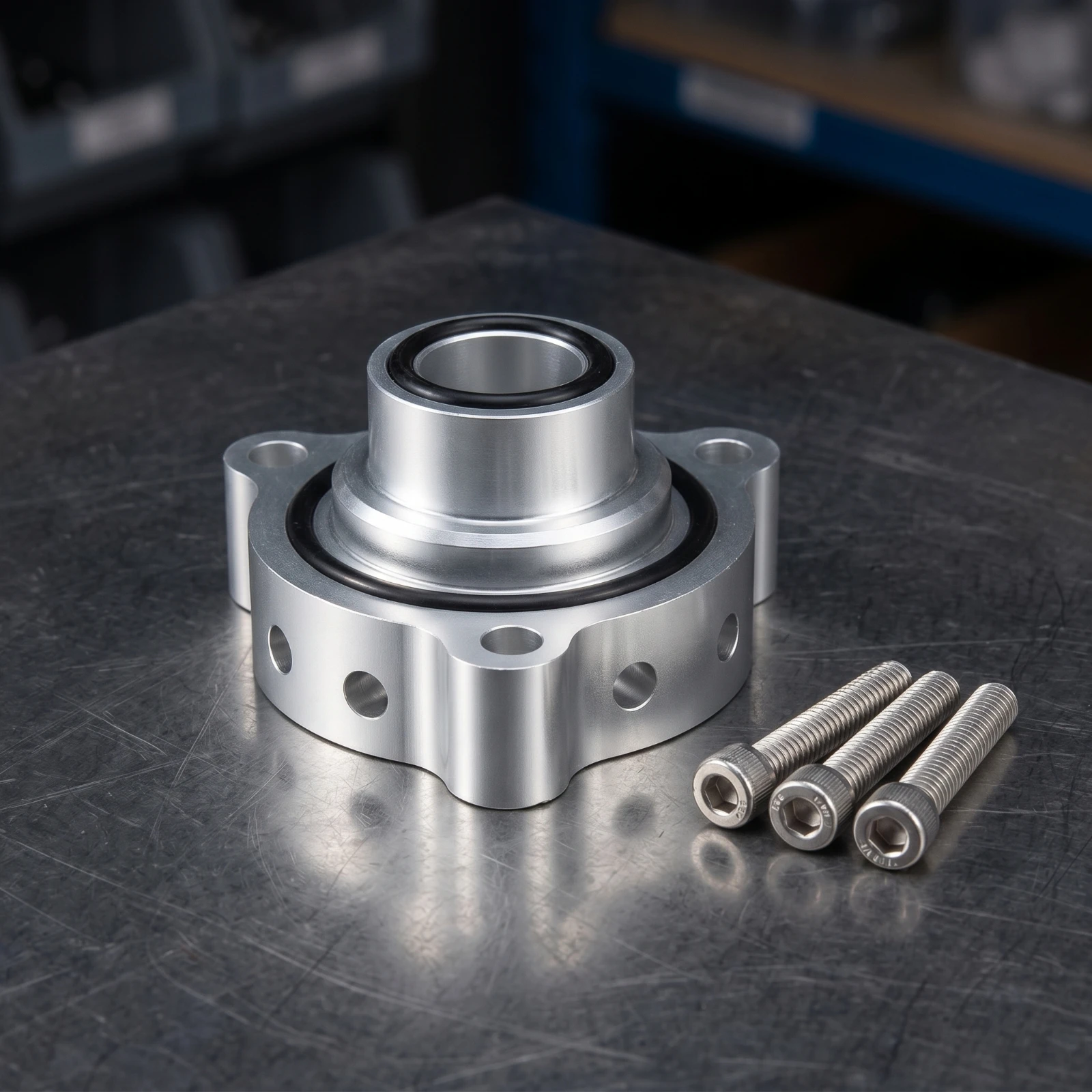 Blow-off Valve Base with O-Rings CNC-Machined Blow-off Valve Adapter BOV Adapter Direct-Fit Bolt-on for Car Enthusiasts