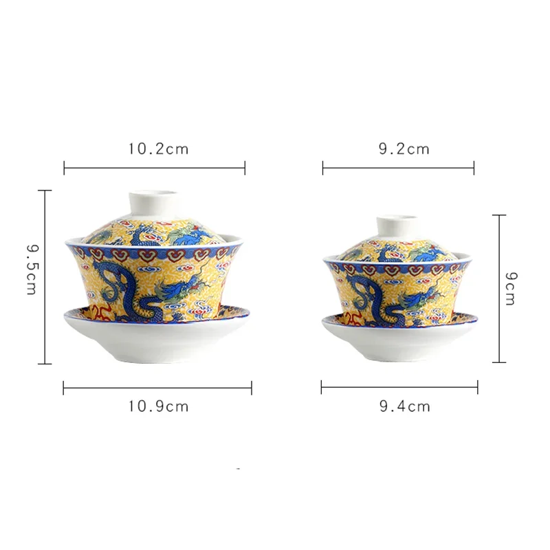 Chinese Blue and White Porcelain Tea Tureen Ceramic Colored Flowers Gaiwan Hand Painted Teacup Home Drinkware Decor Crafts