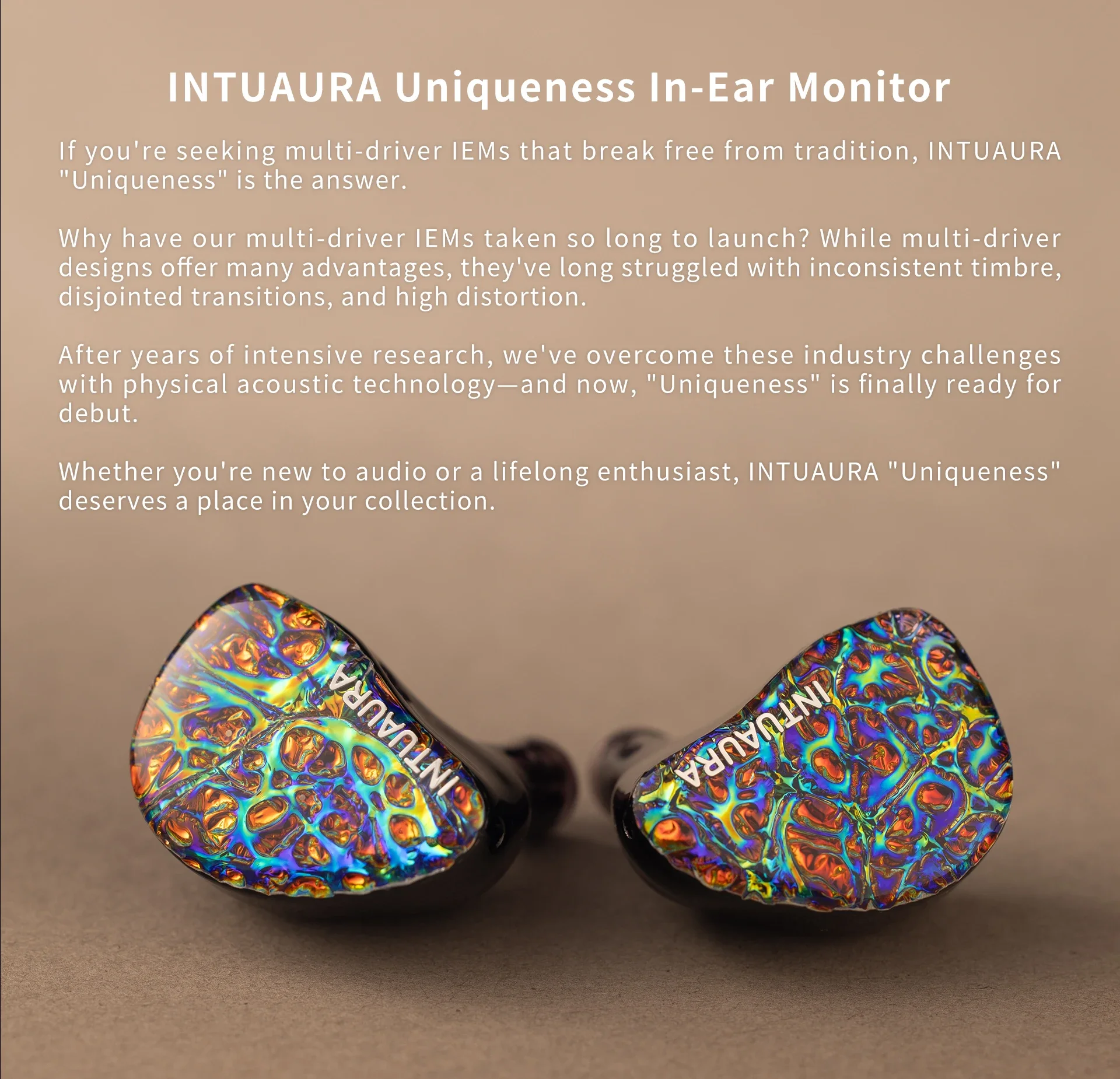 سماعة أذن INTUAURA Uniqueness HIFI لاسلكية متعددة السائق IEM مع جهير صفر التخميد وأنابيب صوتية ثلاثية