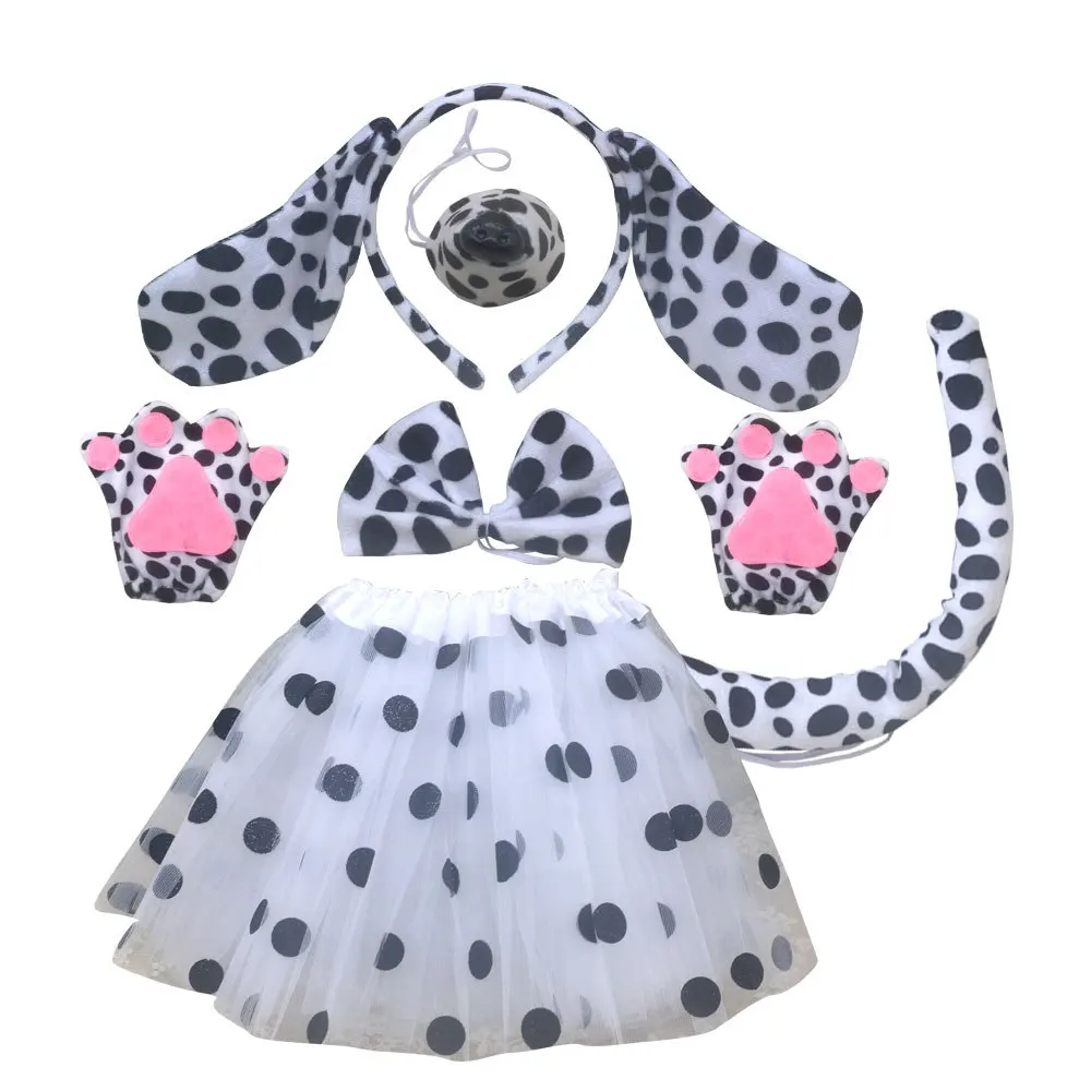 Girls Kids Children Dog Ear Headband Tails Bow Nose Skirt Animals  Set  Birthday Party Gift Headwear  Halloween Costume Cosplay