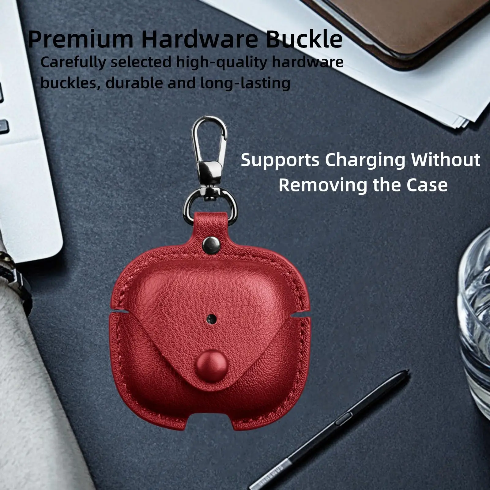 2024 кожаный защитный чехол для беспроводных наушников AirPods 4, чехол для AirPods 4-го поколения с пряжкой для ключей, чехол с защитой от падения