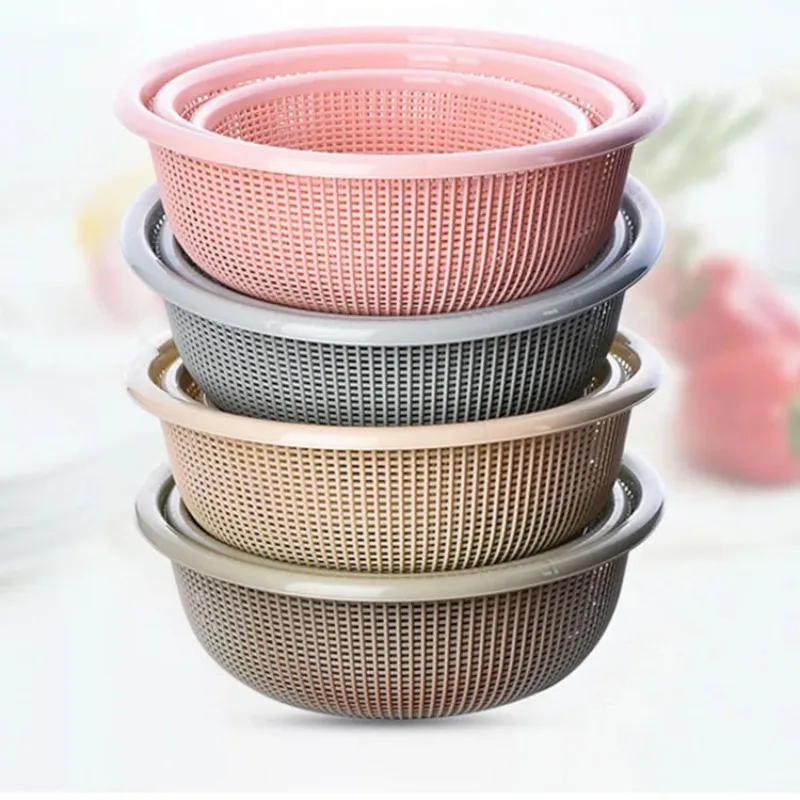 1PC Fruit Washing Basket Drain Rack Plastic Home Kitchen Storage Organizer Basket Strainer Garden Style Washing Basket