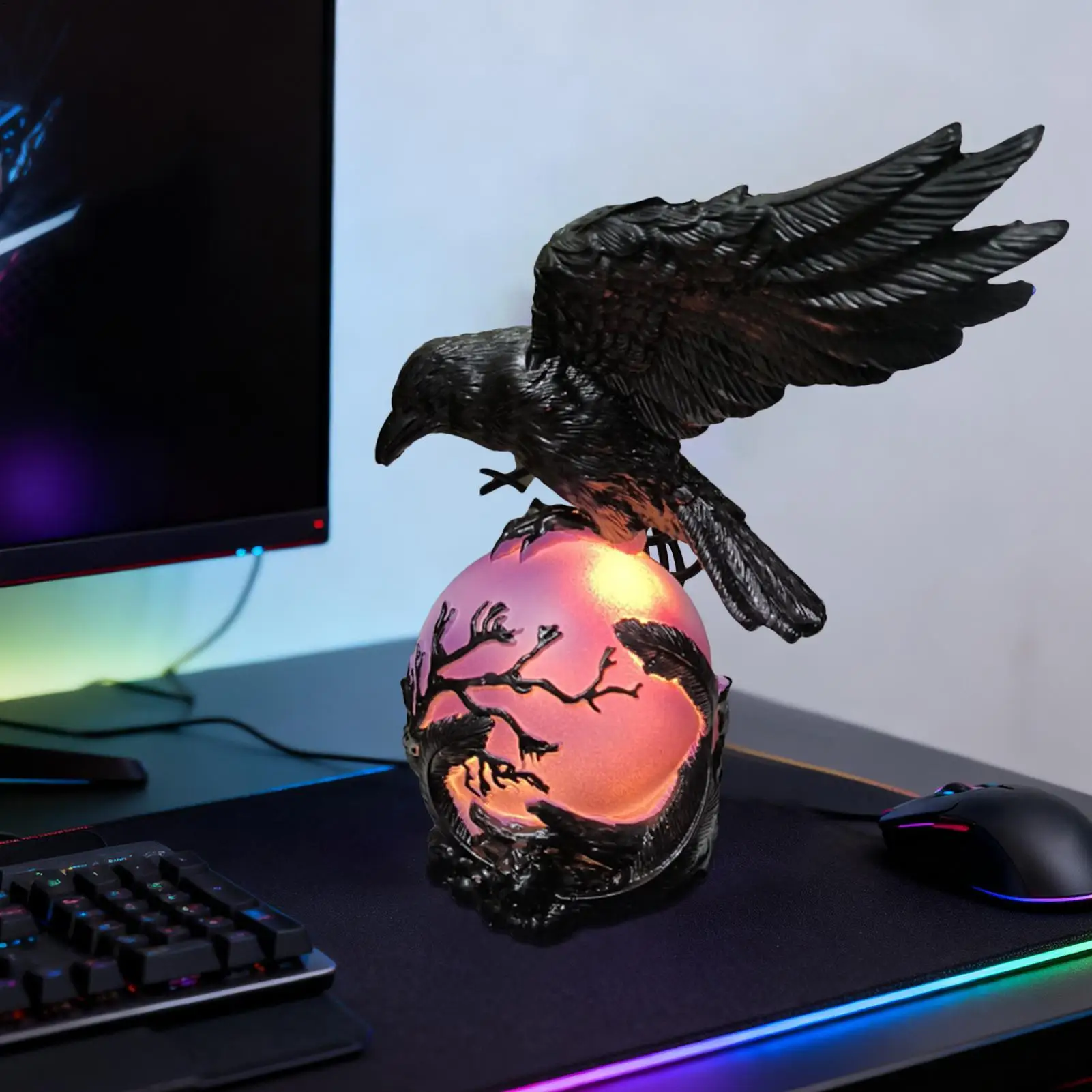 

Raven Lamp Gothic Violet LED Fantasy Home Decor Glowing Orb Raven Lamp for Living Room Home Dorm Apartment Nightstand