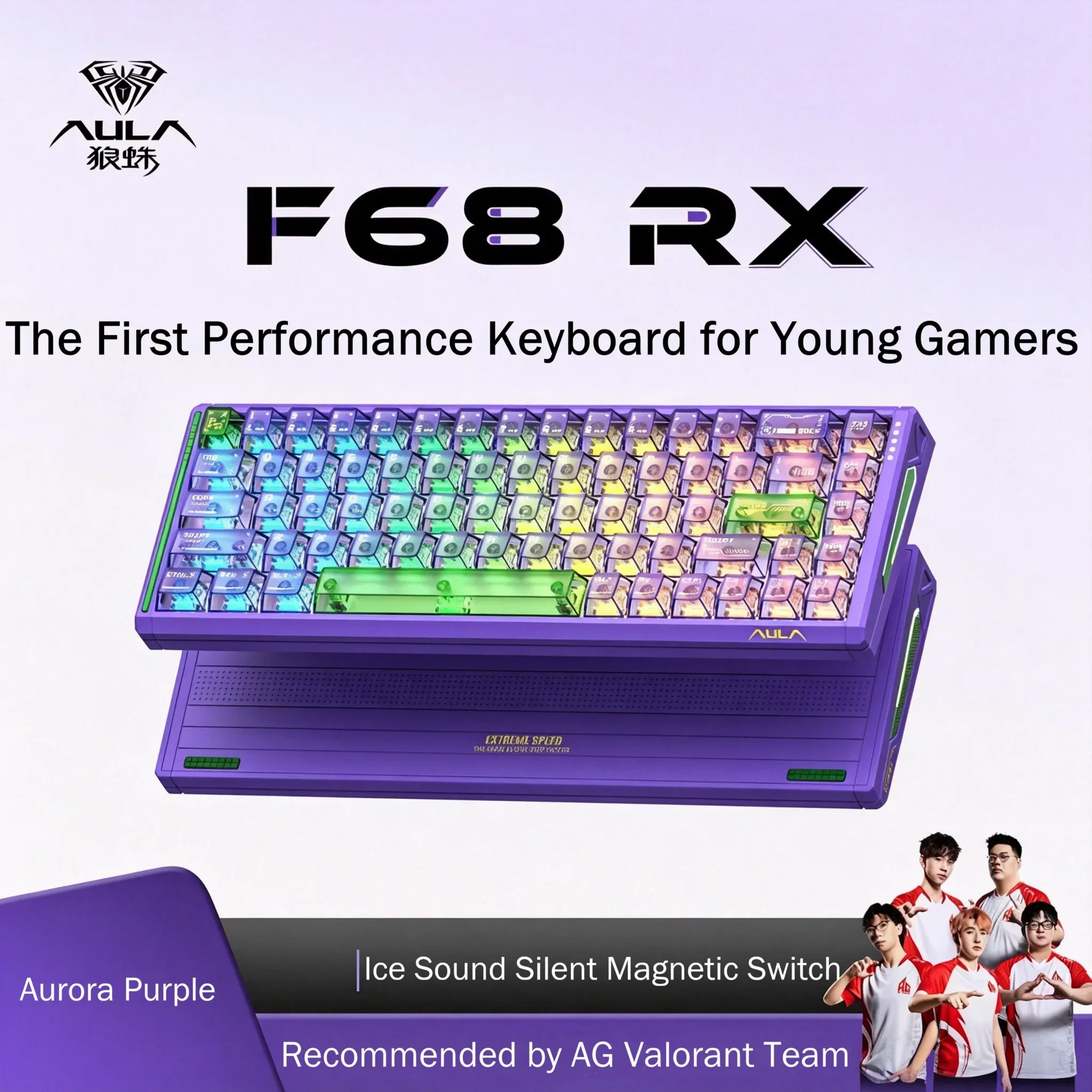 AULA F68 RX 0.001mm RT 8000Hz Magnetic Keyboard Wired 68 Keys 256K High-Speed Scanning Adjustable RT Hot-Swappable Gaming for PC