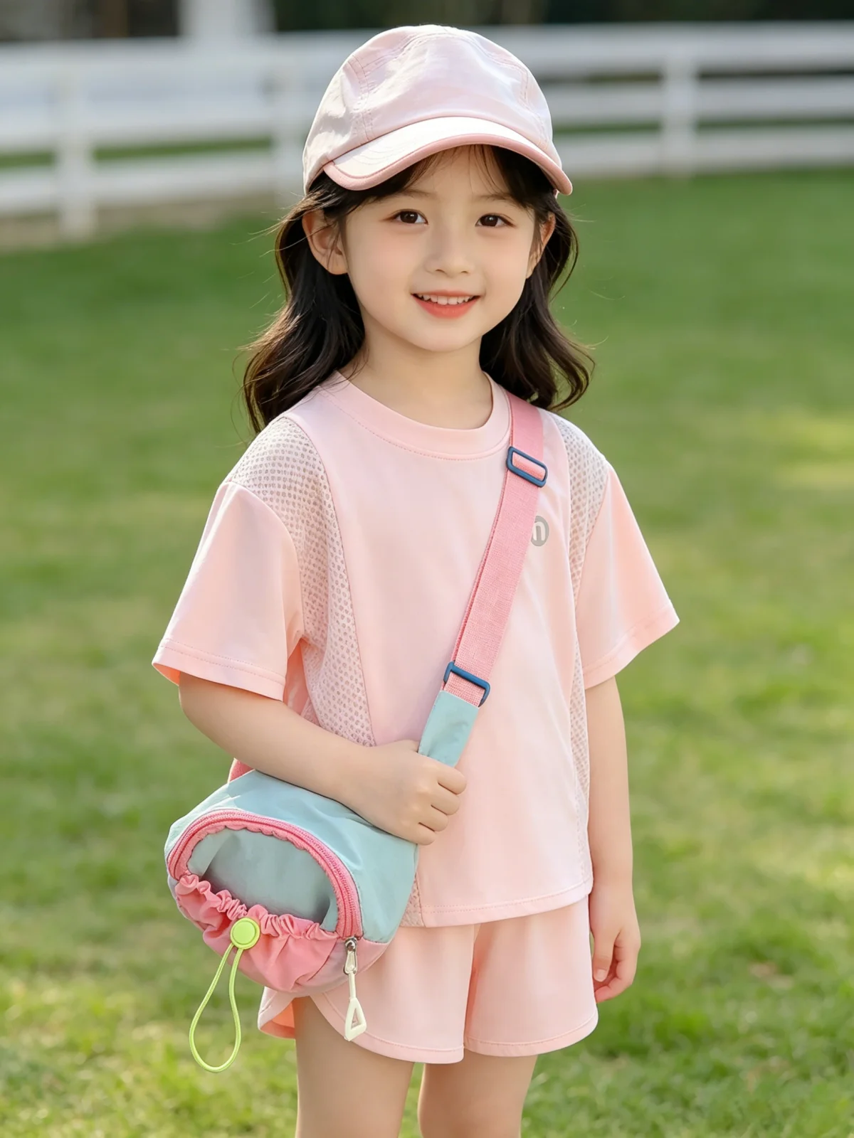 Summer New Quick Drying Children's Set Ice Feeling Mesh Girl's T-shirt Sunscreen Sports Shorts For Boys Solid Color Versatile