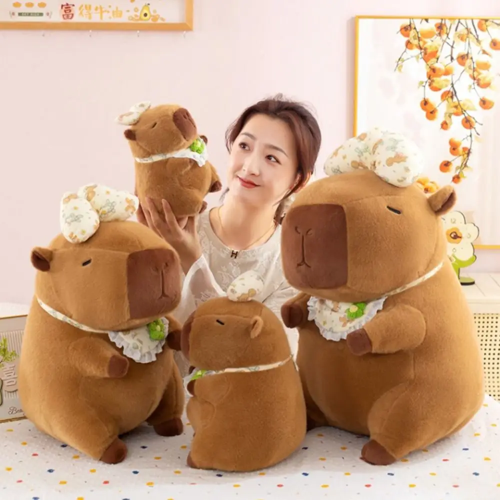

Creative Bow Capybara Plush Doll Simulation Fluffy Capybara Plush Toy Soft Cartoon Capibara Fluffty Doll Birthday Gift
