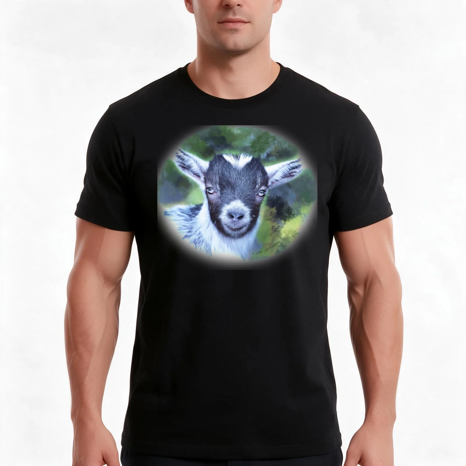 Portrait of a Goat - Pygmy Kid T-Shirt Summer Casual Cotton Tee Oversized Streetwear Tops Vintage Graphic Print 100% Cotton