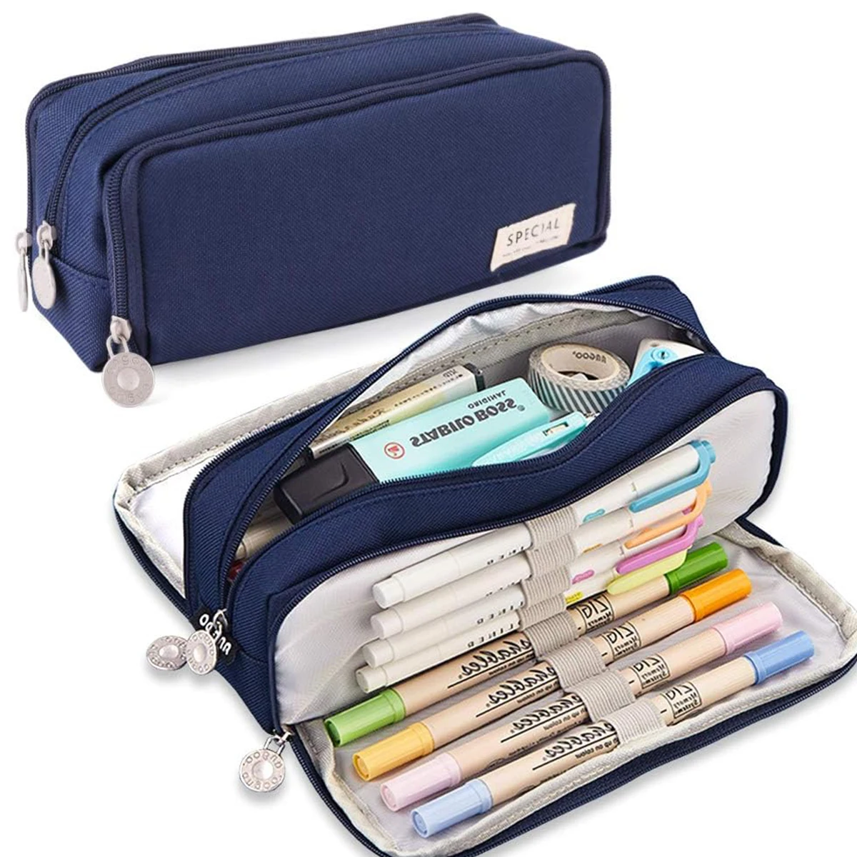 3-layer Pencil Case Large Capacity Simple Stationery Box New High-value Girl Cosmetic Bag Storage Supplies Stationery