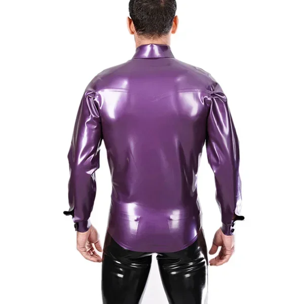 Handmade Customized Latex Rubber Top Blouses Shirt Coat Long Sleeves Suit For Men Rubber Top Wear Cosplay - view 3