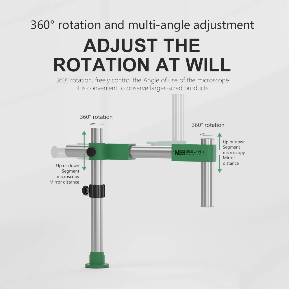 ManAnt microscope arm 360 degree rotating bracket mechanical swing arm heavy duty thick super hard metal material