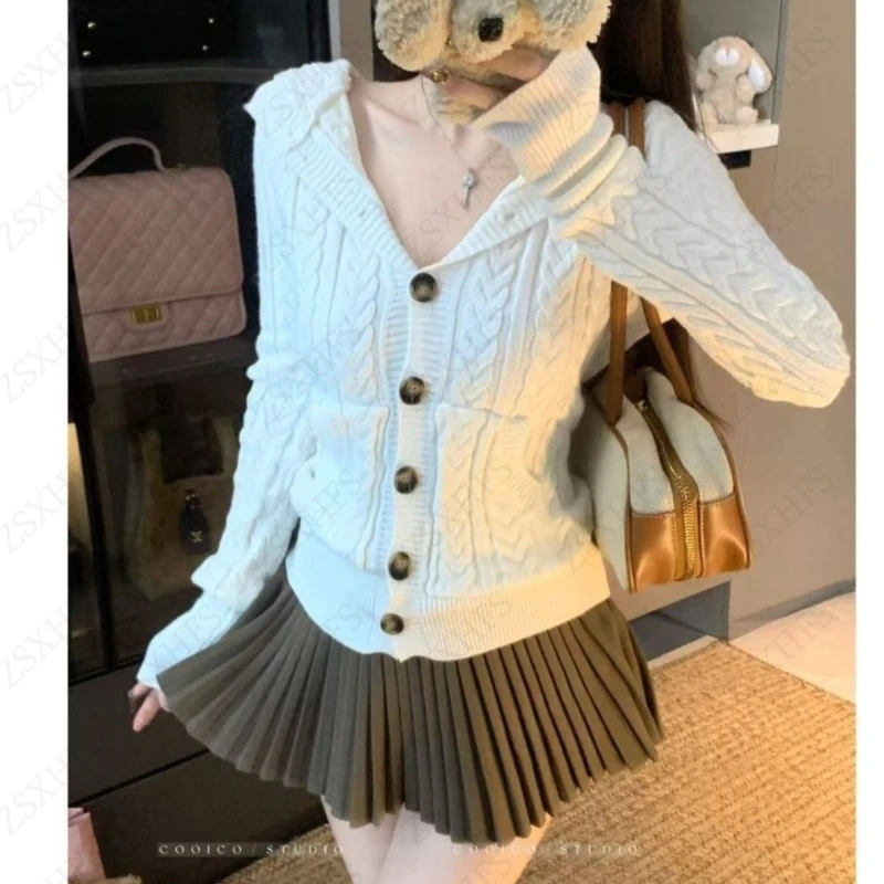 

Корейский осенне-зимний женский кардиган, свитер, пальто, модные милые нежные тонкие вязаные куртки с длинными рукавами, повседневные свитера, толстовки