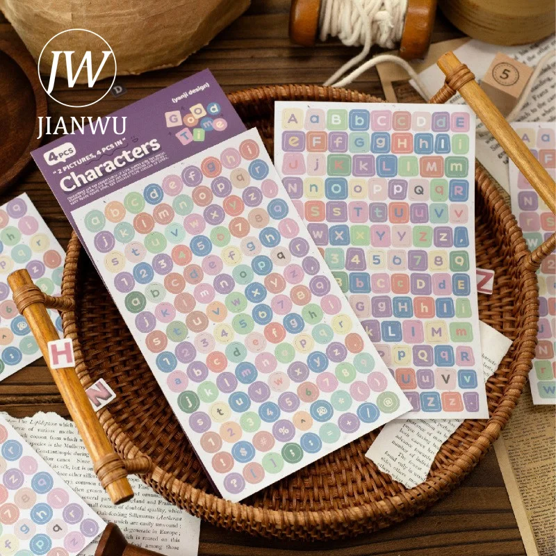 JIANWU Vintage Number Letter Label Landscape Material Collage Scrapbooking Sticker Creative DIY Journal Stationery - view 2