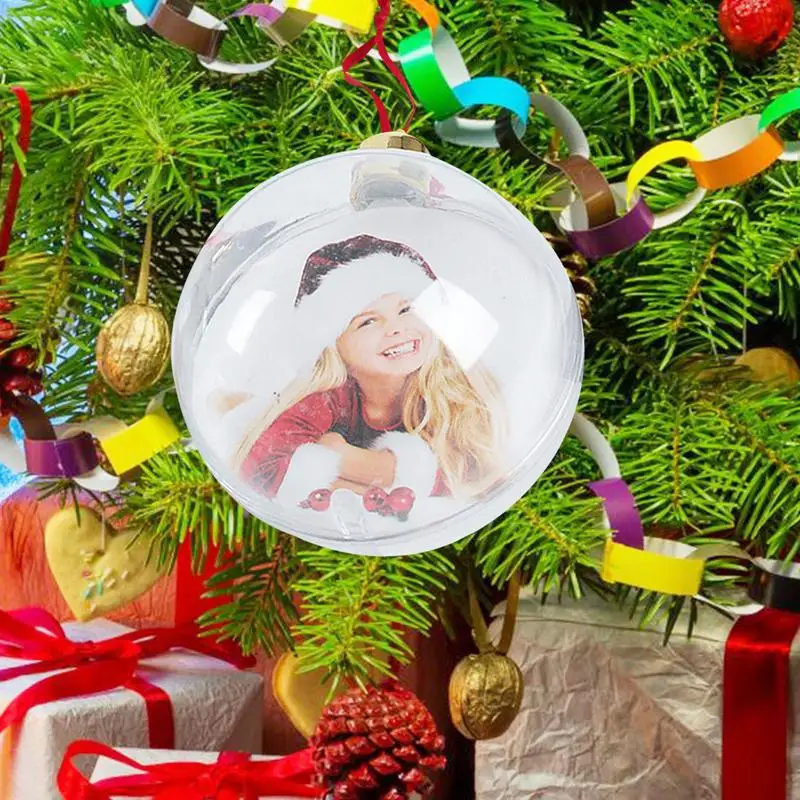 DIY Transparent Photo Frame Pendant Snowman Five-star Ball Xmas Tree Hanging Ornaments Festival Decorations Suprised Kids Gifts