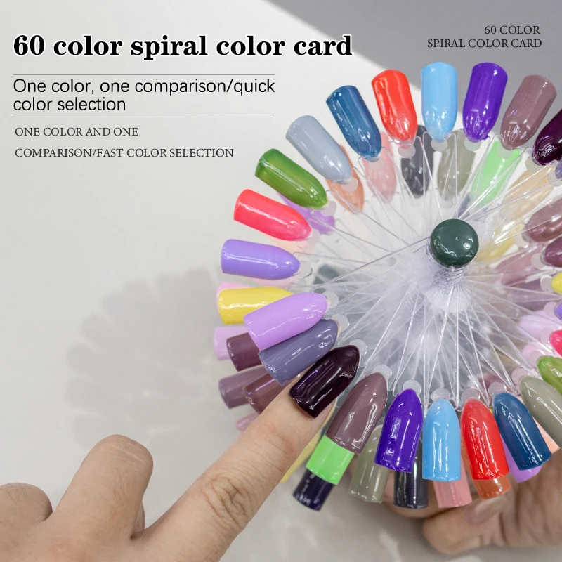 60 Nail Art False Tips Display Stand Spiral Rotating Shelf Showing Gel Polish Color Oval Square Nails Showing Shelf Rack
