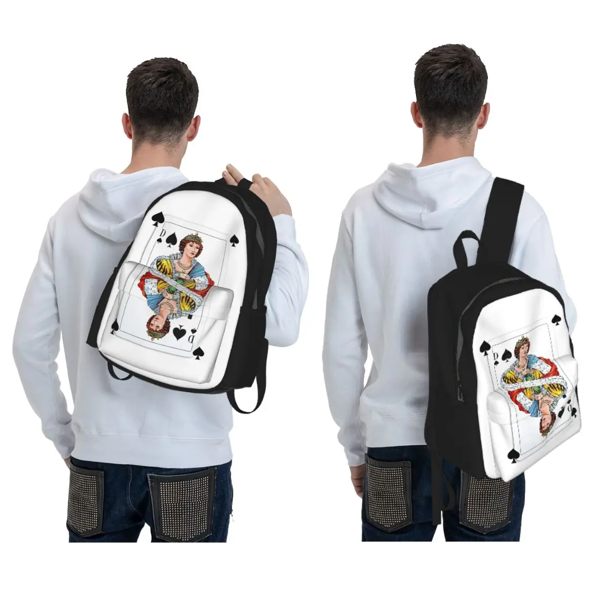 Spades Queen Backpack Student BookBag Children School Bag Computer Shoulder Bags for Men Women