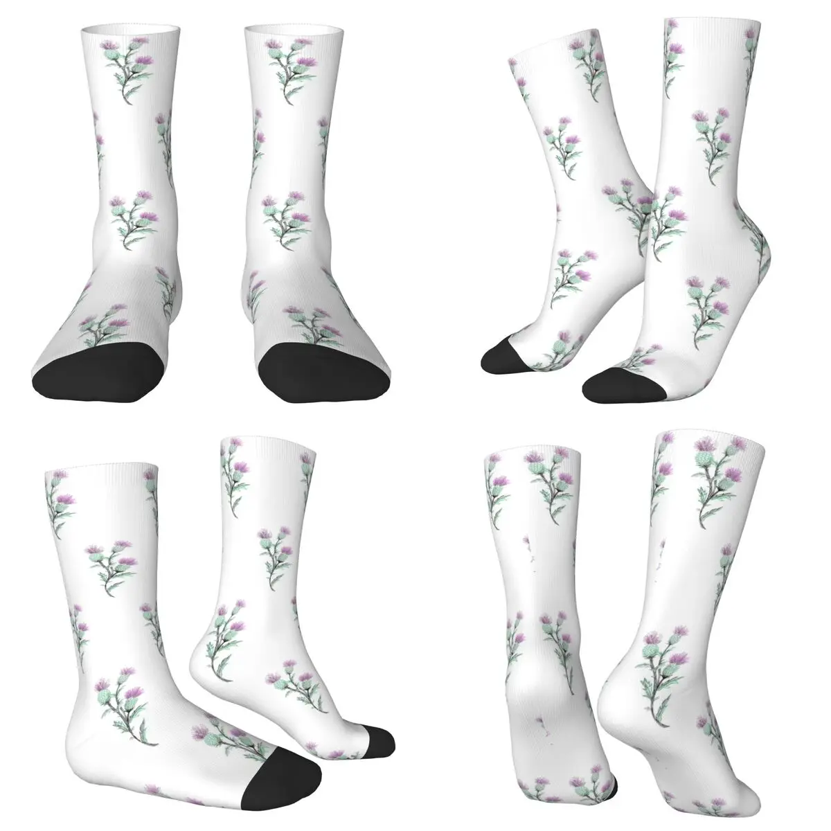 

Watercolor Thistle Socks Harajuku Super Soft Stockings All Season Long Socks Accessories for Unisex Birthday Present