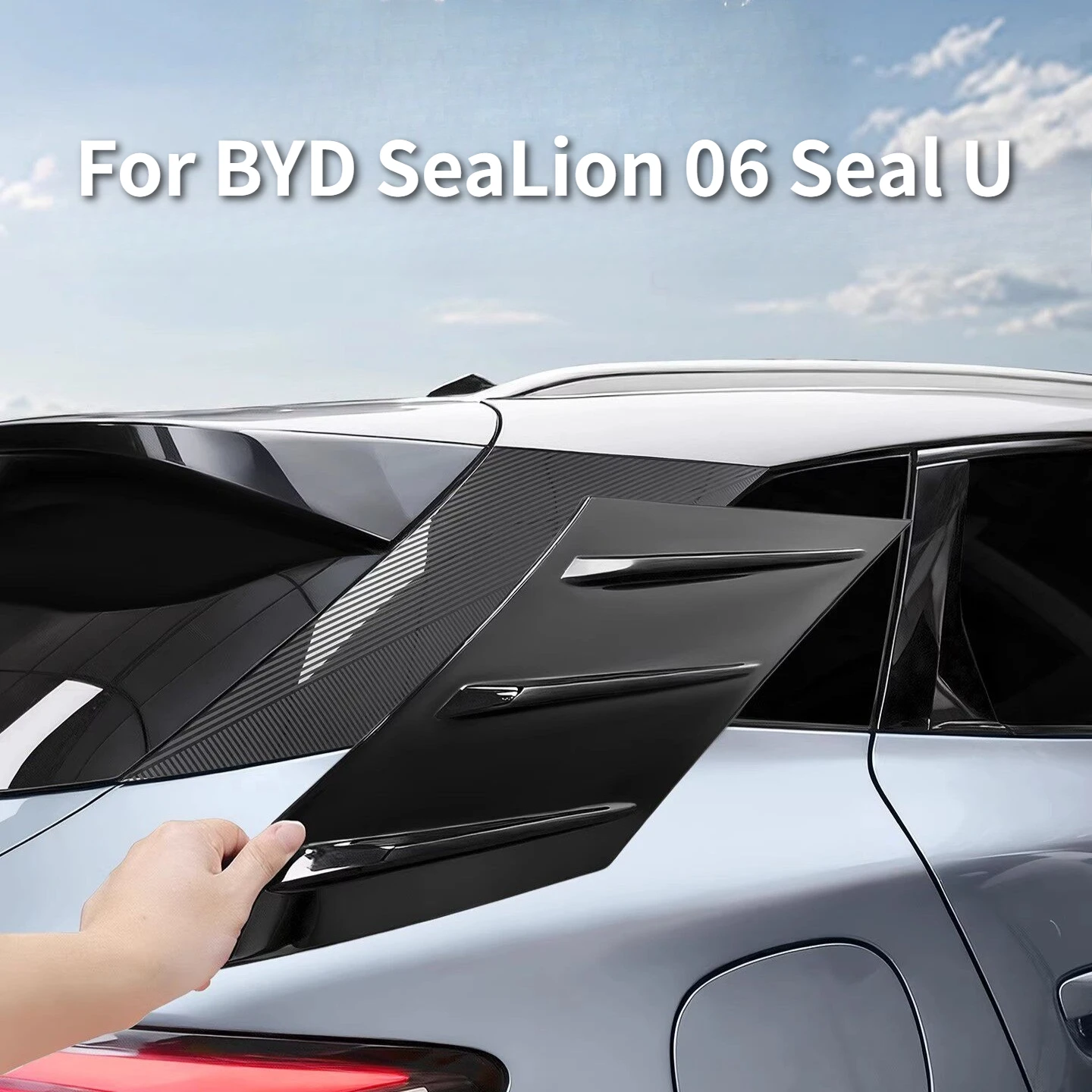 

For BYD SeaLion 06 Seal U EV DMI Car Rear Window Wing Decor Sticker C Pillar Sport Spoiler Auto