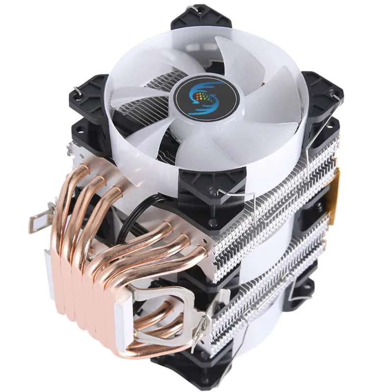 

3pin 4Pin 1150 Air Cooling 90mm Quiet Cooling Fan 1151 Desktop Computer Mute Three Fans CPU Radiator 6 Copper Tubes Three Tower