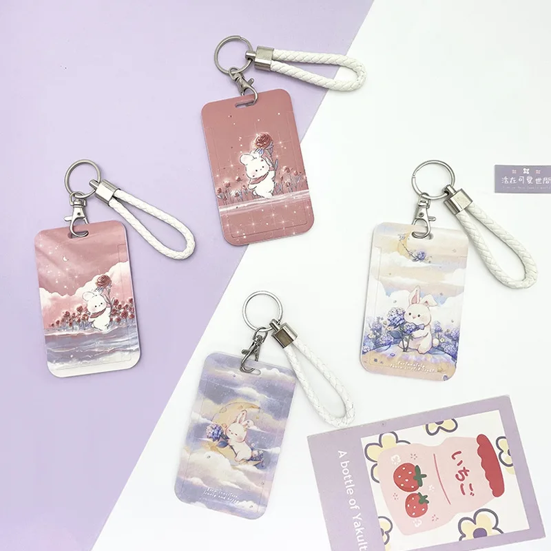 1 pz Cartoon Cute Garden Bunny Card Cover Campus Student Access Control Card pasto Card Bank porta carte di credito