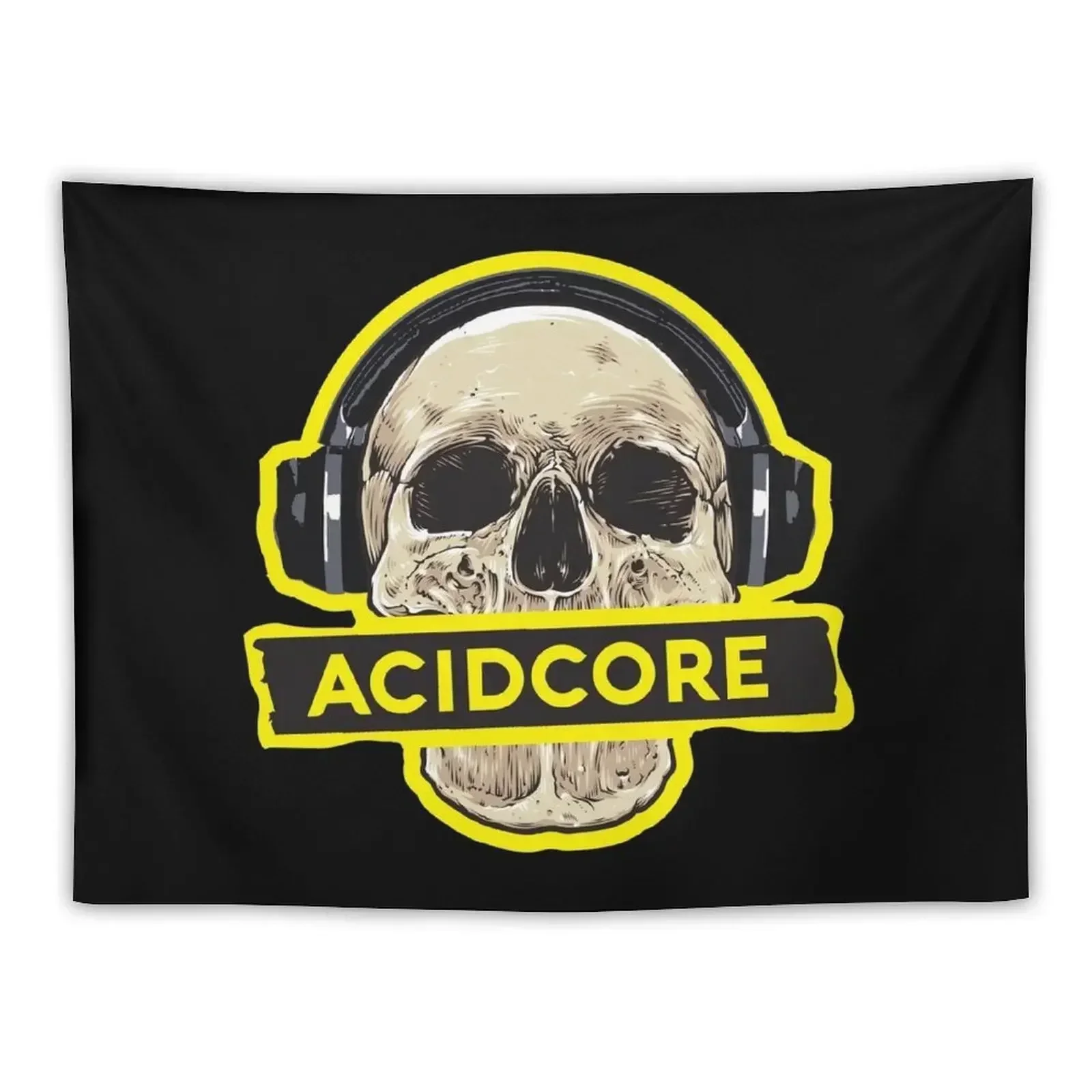 

Acidcore Skull Headphones Frenchcore Tekno Tapestry Wall Coverings Aesthetic Decoration Room Aesthetic Tapestry